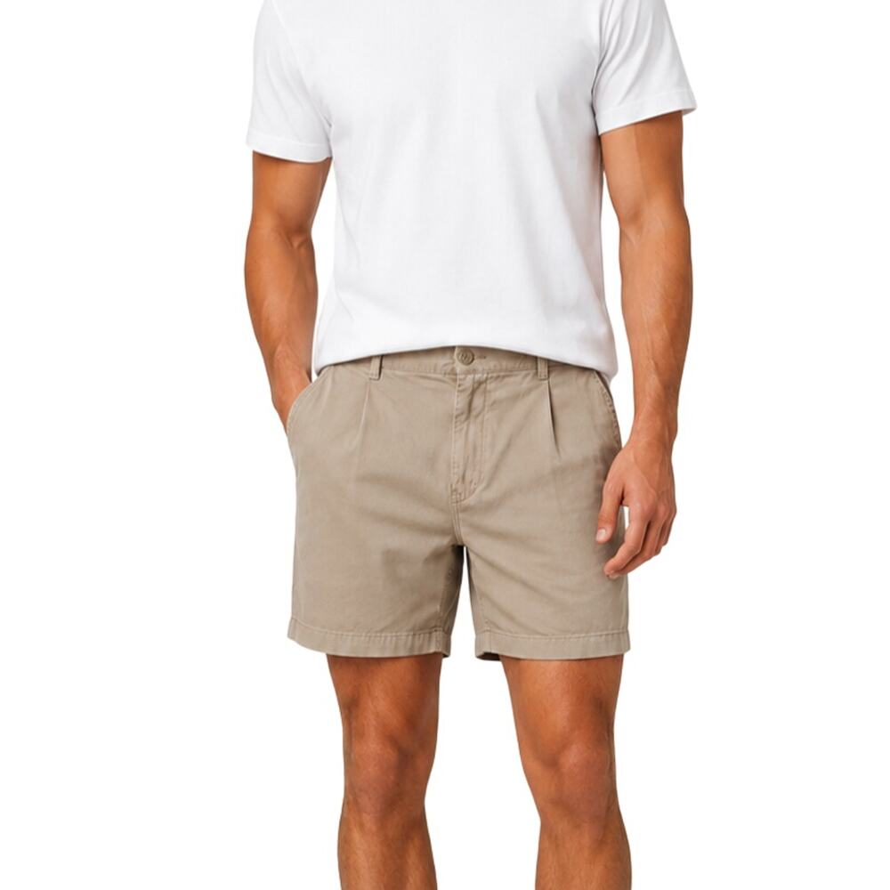 33-36 inches L uniqlo khaki tan 6.5" insm work everyday shorts drawstring waist - Picture 1 of 8